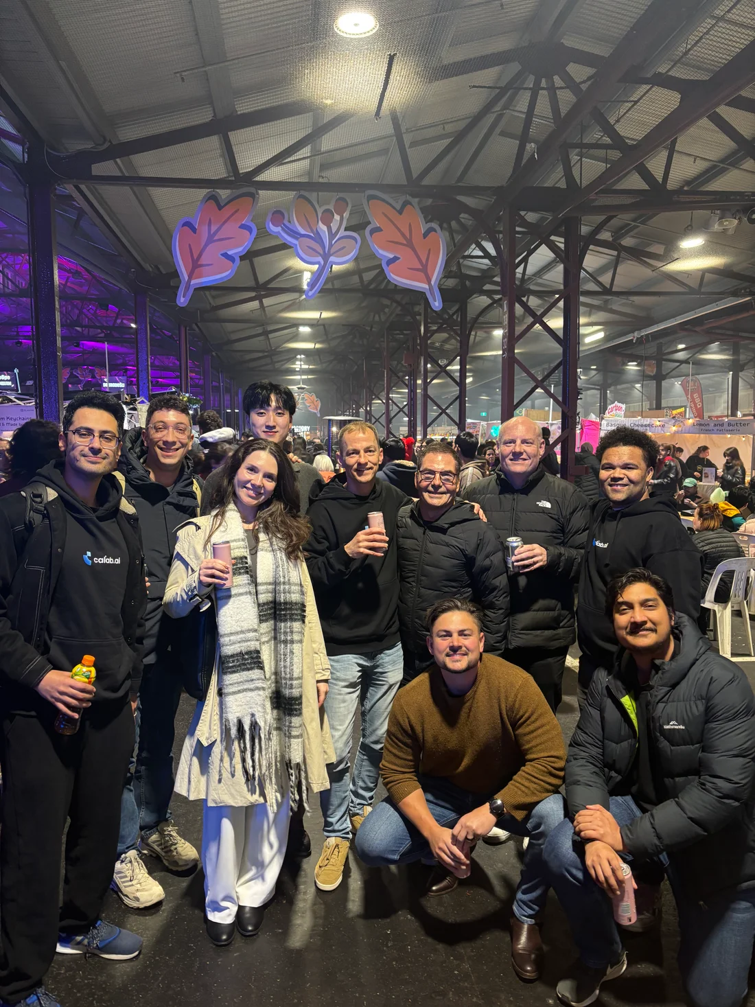 The Calab.ai team together at a bowling evening