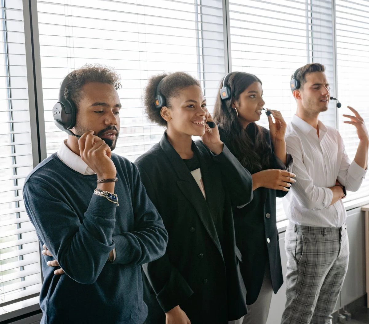 A customer-service team working together